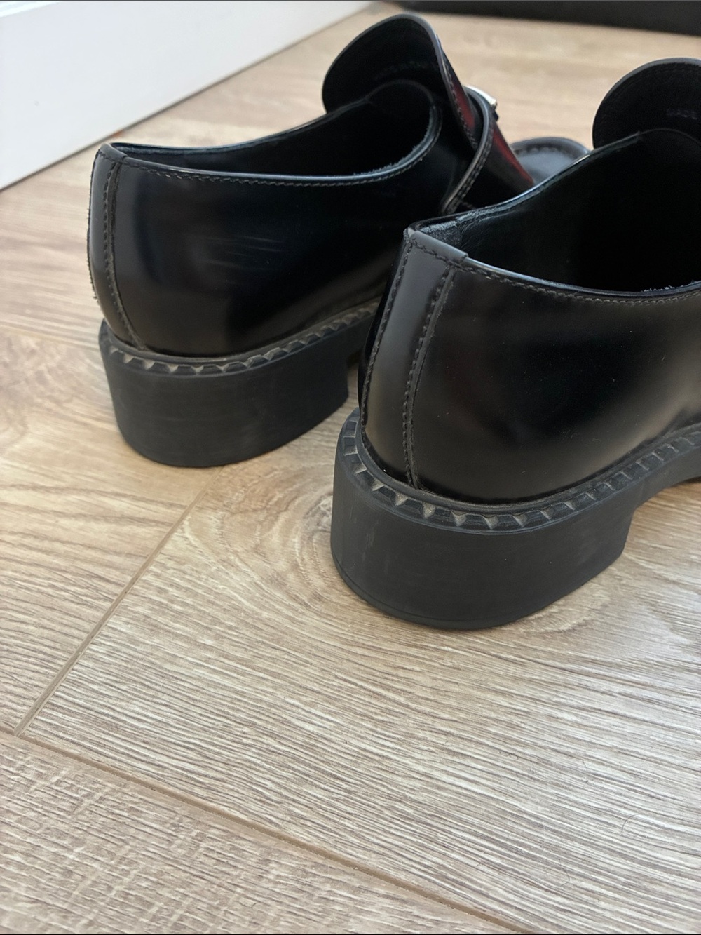 Prada Black Patent Leather Platform Loafers - Picture 5 of 8